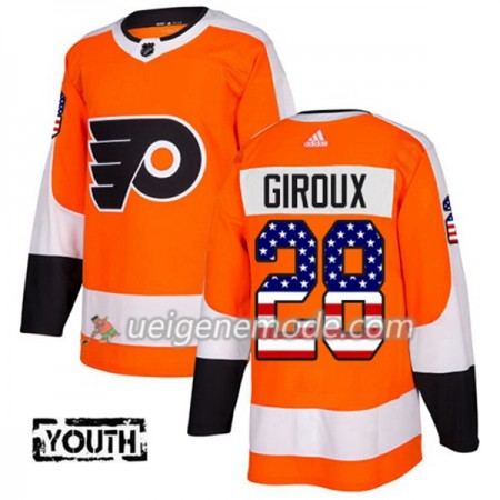 Kinder Eishockey Philadelphia Flyers Trikot Claude Giroux 28 Adidas 2017-2018 Orange USA Flag Fashion Authentic